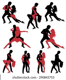 Set of dancing silhouettes.