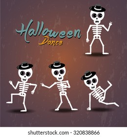 Set of dancing skeleton, Halloween