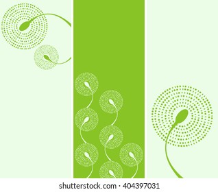 a set of dandelion seeds flowers bookmarks in green