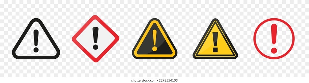 Set of danger, hazard, caution sign collection