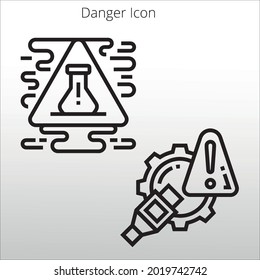 conjunto de iconos de peligro, línea aislada o logotipo símbolo de signo aislado vector, contorno y estilo de trazo Colección de ilustración vectorial de estilo de color de alta calidad,