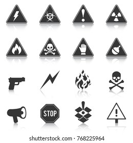 Set Of Danger Icons, Hazard, Attention. Vector Illustration