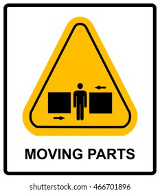 Set of danger Moving Parts signs, vector illustration
