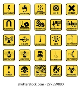 Set Danger Restricted Hazards Signs Icon Stock Vector (Royalty Free ...