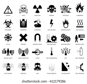 Set of danger restricted and hazards signs icon,  vector EPS8 illustration