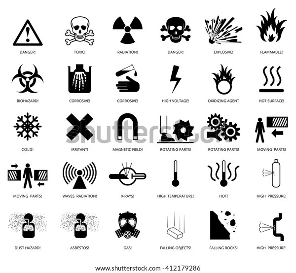Set of danger restricted and hazards signs\
icon,  vector EPS8\
illustration