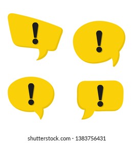 Set of danger sign on yellow speech bubbles