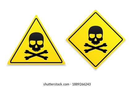 Set of danger sign. Skull, crossbones. Danger zone. Stay away. Illustration vector
