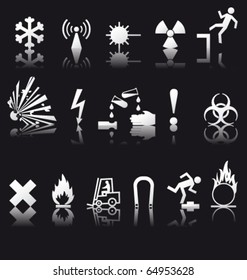 Set of Danger signs : black