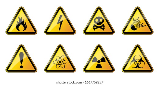 Set Danger Symbols Vector Set Warning Stock Vector (Royalty Free ...