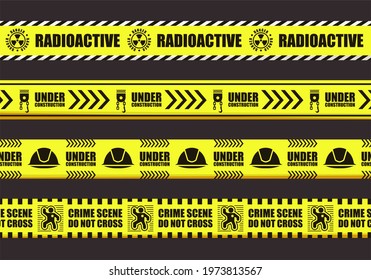 set of danger tape caution vector