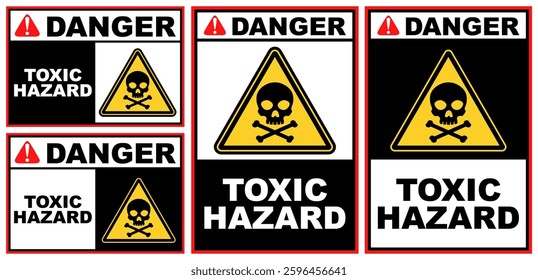 Set danger toxic hazard public sign design vector illustration