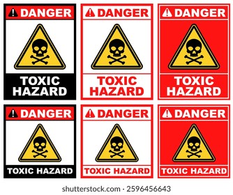 Set danger toxic hazard public sign design vector illustration