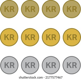 Juego de monedas danesas de kr, ilustración vectorial