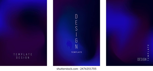 Set of dark abstract blurred background. Gradient mesh. Modern design template for web covers, ad banners, brochures, flyers, posters.