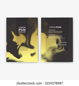Set of dark banners in a4 size with ink background design. Vector illustration