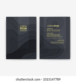 Set of dark banners decoration with paper cut design. Vector illustration