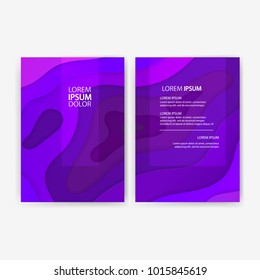 Set of dark banners decoration with paper cut design. Vector illustration