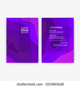 Set of dark banners decoration with paper cut design. Vector illustration