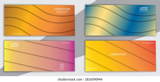 set of dark banners with geometric shapes. Color vector illustration for printed products, banners, posters, flyers, posters and title pages