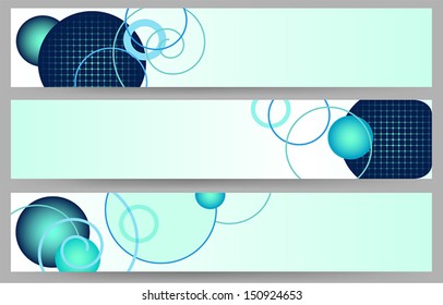 Set of dark banners with neon patterns for web.