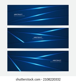 Set of dark blue abstract banner background. Banner templates. Modern abstract design. Abstract blue lines technology background