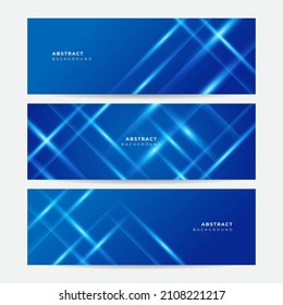 Set of dark blue abstract banner background. Banner templates. Modern abstract design. Abstract blue lines technology background