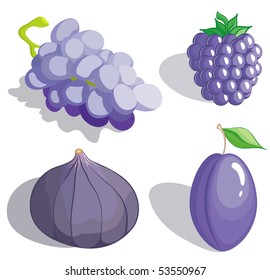 Set dark blue and lilac fruit