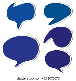 Set of dark blue speech sticker bubbles.