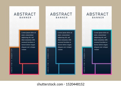 set of dark Blue square roll up business banner design vertical template vector, cover presentation abstract geometric background, modern publication display and flag-banner, layout in rectangle size.