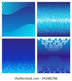 set of dark blue technology background