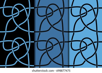 Set of dark blue vertical seamless patterns. Abstract backgrounds for textile, paper and web