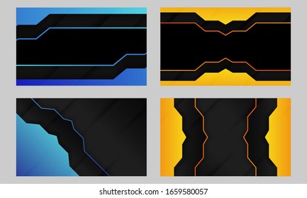 set of dark blue and yellow background, modern technology wallpaper, dark black and red line, futuristic deep background, vector.