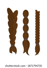 A set of dark braids. Isolated. Vector.