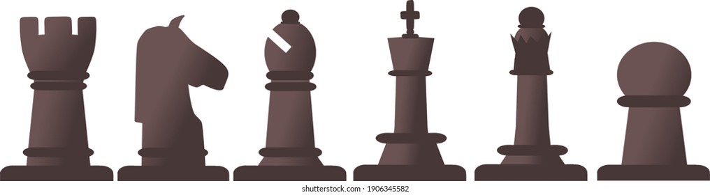 Set of dark brown chess pieces