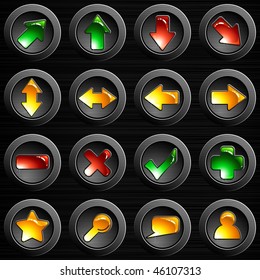 Set of dark brushed steel buttons (EPS10); JPG version also available