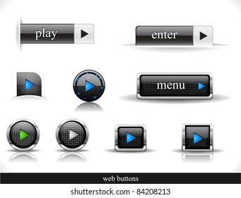 Set of dark buttons. Vector eps10  illustration.