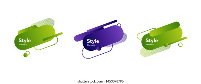 Set of dark capsule-shaped elements with frames. Vector illustration. Can be used for advertising, marketing, presentation