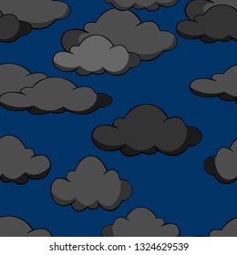 set of dark cloud isolated blue background. vector illustration cloud design cartoon style