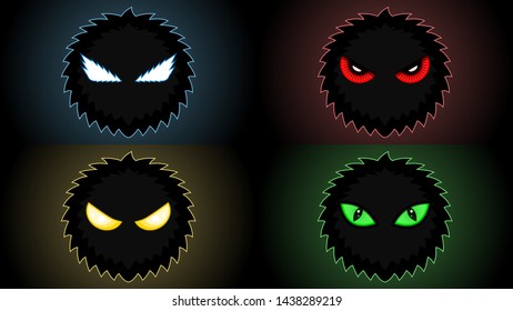 Set Dark Color Eye Background Black Face