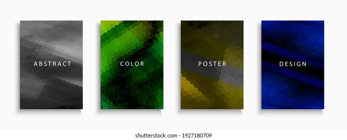 Set of dark colorful covers, templates, banners, placards, brochures, cards, flyers and etc. Abstract painting posters - mosaic gradient design