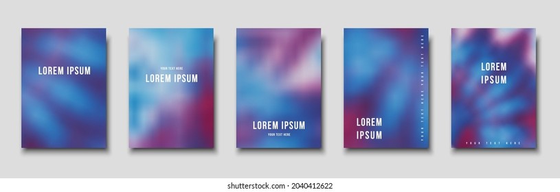 Set of dark cover templates. Hand painted psychedelic tie dye blurred background. Vector illustrations for posters, flyers and placards design