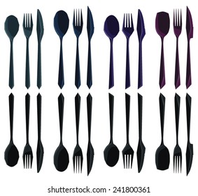 Set of  dark eccentric cutlery