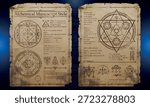 Set of Dark Fantasy Alchemy Elements for ads, poster, video. Alchemy magic template. Vector Illustration EPS10
