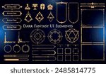 Set of Dark Fantasy Elements for user interface, poster, video. Fantasy magic HUD. Template for rpg game interface. Vector Illustration EPS10