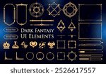 Set of Dark Fantasy Elements for user interface, poster, video. Fantasy magic HUD. Template for rpg game interface. Vector Illustration EPS10