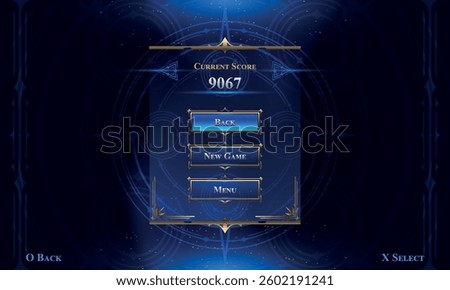 Set of Dark Fantasy Modern User Interface Elements. Fantasy magic Lobby screen with vertical menu. Template for game interface. Vector Illustration EPS10