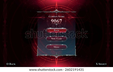 Set of Dark Fantasy Modern User Interface Elements. Fantasy magic Lobby screen with vertical menu. Template for game interface. Vector Illustration EPS10