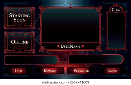 Set of Dark Fantasy User Interface Elements. Fantasy magic stream overlay. Vector Illustration EPS10