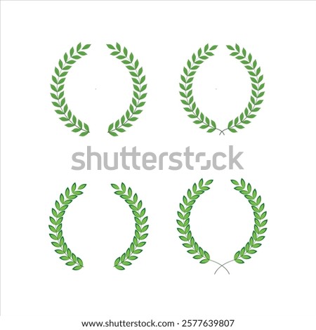 Set of dark green bay leaves
